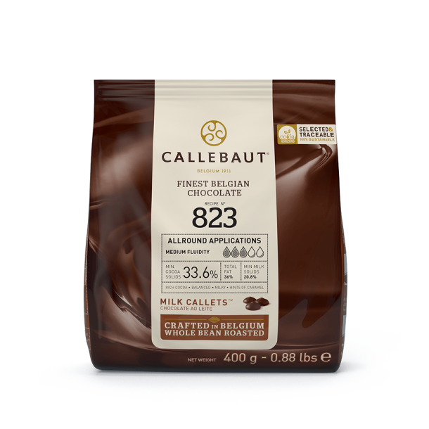 Callebaut Lys Chokolade 823 Callets - 33,6%  400 g