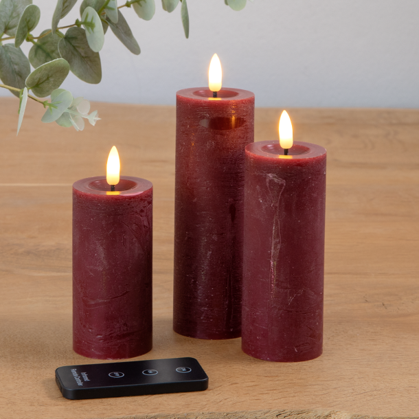 ENJOY LED bloklys 3-pak 4,8 cm - Bordeaux