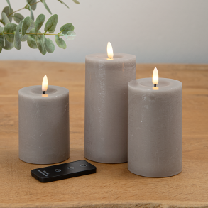 ENJOY LED bloklys 3-pak 7,5 cm - Gr