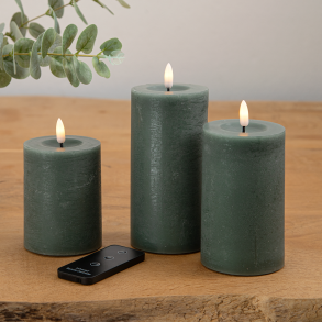 ENJOY LED bloklys 3-pak 7,5 cm - Grn