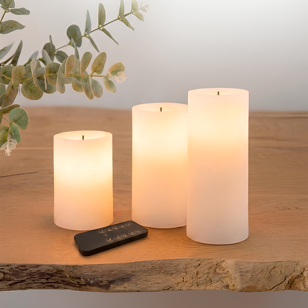 ENJOY LED bloklys gl�dende v�ge 3-pak - �10 cm - Hvid