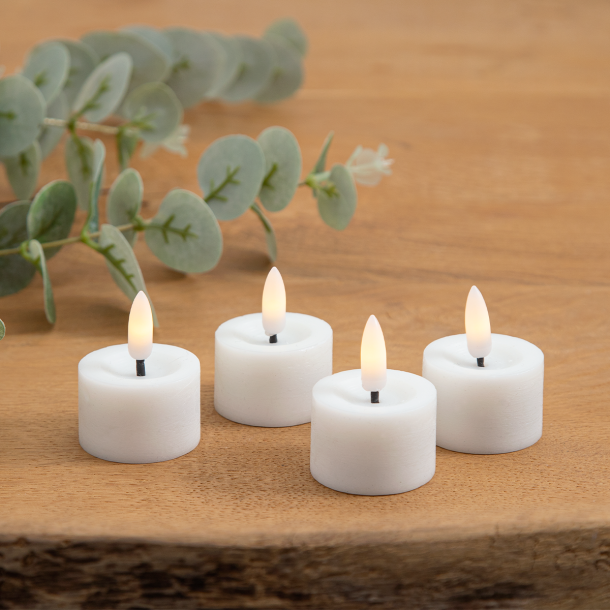 ENJOY LED fyrfadslys 4-pak 3,9xH2,5 cm - Hvid