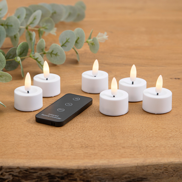 ENJOY LED fyrfadslys 6-pak 3,6xH2 cm - Hvid