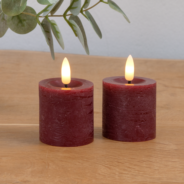 ENJOY LED mini bloklys 2-pak 4,8 cm - Bordeaux