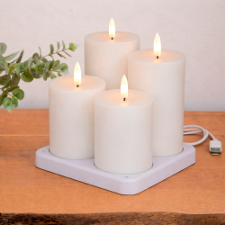 ENJOY LED bloklys genopladelig 4-pak - �7,5 cm - Hvid
