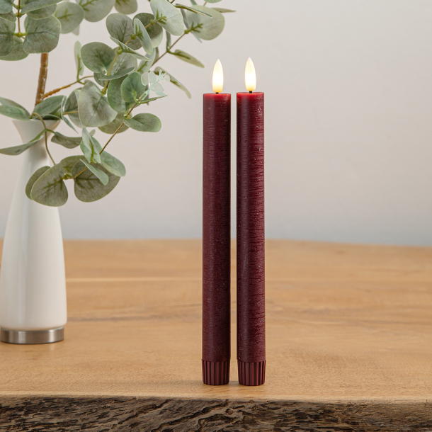 ENJOY LED stagelys 2-pak 2,2xH22 cm - Bordeaux